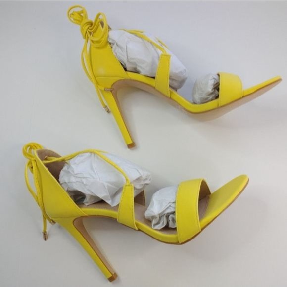 Glaze Womens Gladiator Strappy Stiletto Heels Sandals Yellow Size 8.5 - Picture 6 of 13